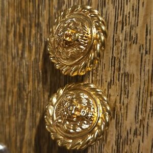 Goldtone Lion Head Clip Earrings